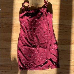 Maroon sun and the moon mini dress